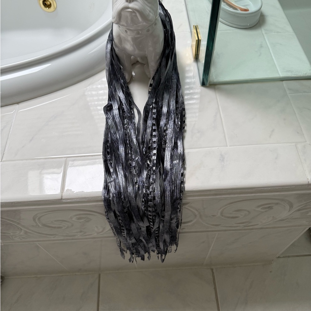 Chic Black and Silver Fringe Scarf from Soft Surroundings!